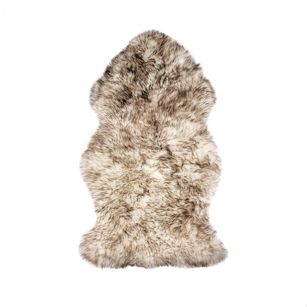 Homeroots 2 X 3 Ft. New Zealand Single Sheepskin Rug Gradient Chocolate 293185 - main